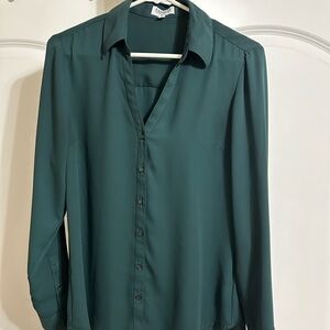 Express Dark Green Button Down Shirt